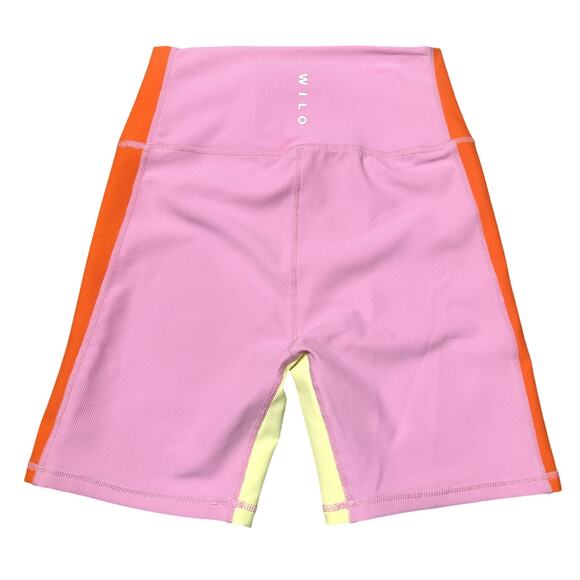 Wilo Pants - Wilo Ribbed Pink Orange Yellow Biker Shorts